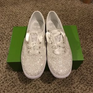 Keds for Kate Spade white glitter sneakers